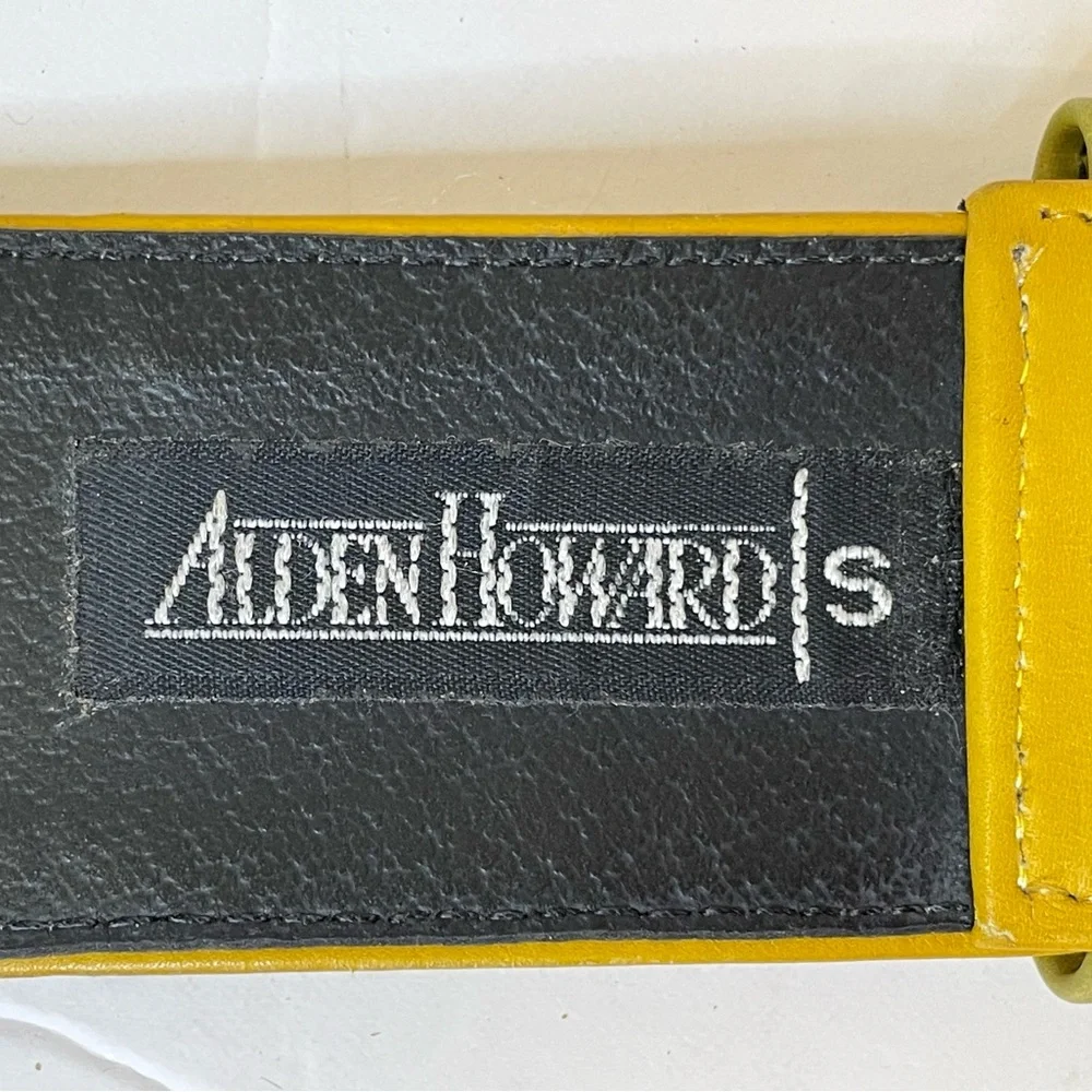 Vintage Alden Howard Women’s Boho Stylish Green‎ and Yellow Leather Belt Size S - Picture 6 of 8